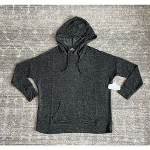 Angie Womens M Hoodie Black Soft Heathered Pocket Warm NWT L4
